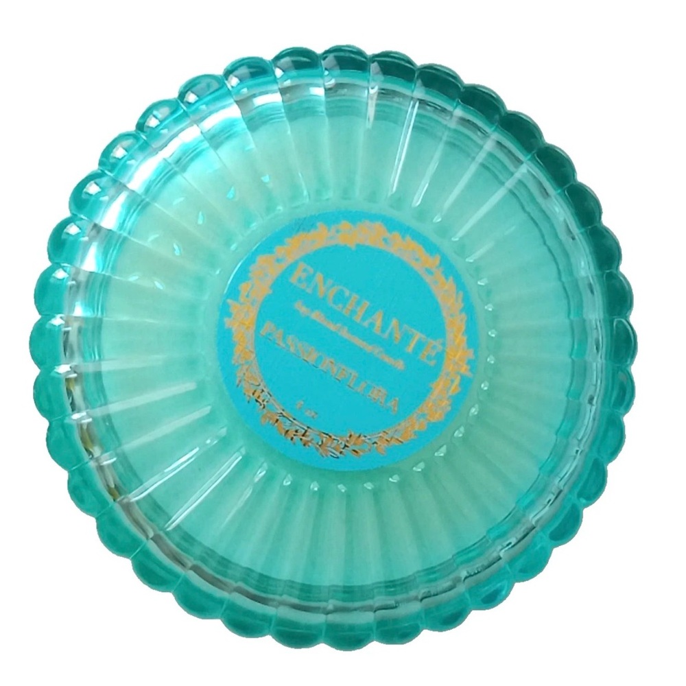 ENCHANTE Passionflora Soy Blend 4 oz Scented Candle turquoise jar